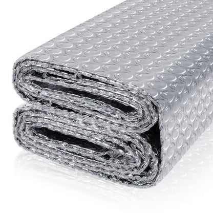 Reflective Bubble Insulation Sheet, Double Side Aluminum Foil Bubble Shield, Aluminum Foil Thermal Insulation Radiant Barrier for Windows, RV, Roof, Garage Door (23.6IN X 20FT) - size: 23.6IN X 20FT