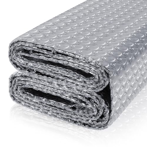 Reflective Bubble Insulation Sheet, Double Side Aluminum Foil Bubble Shield, Aluminum Foil Thermal Insulation Radiant Barrier for Windows, RV, Roof, Garage Door (47IN X 10FT) - size: 47IN X 10FT
