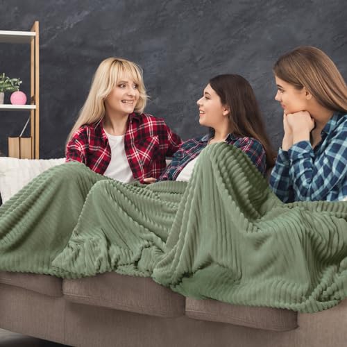 Buryeah 6 Pcs Flannel Throw Blanket Bulk 50 x 60 in Sleepover Blanket Outdoor Wedding Throw Lightweight, Oeko-tex Standard 100 Certified for Sofa Homeless Gifts (Sage Green) - color: Sage Green