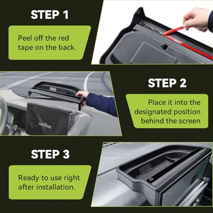 HGWEI Dash Storage Tray Compatible with 2025 2026 Ford Bronco Sport Interior Accessories, Center Console Dashboard Organizer Behind Screen 13.2" Display Mount Holder (Not for 2021-2024 Models)