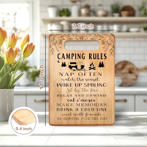 Camping Rules Cutting Chopping Board, Gifts for Camping Lovers, Camper Gifts for Women Men, Bamboo Cutting Boards for Kitchen - color: Camping C