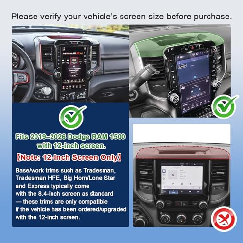 EDBETOS 12" Dashboard Storage Tray for 2019-2025 2026 Dodge RAM 1500 Accessories, 12 Inch Screen Dashboard Organizer Center Console Dash Storage Box Silicone Interior Storage Insert Replacement
