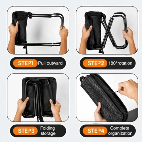 Foldable Stool with Carrying Bag,Compact Folding Chair with Shoulder Strap, Lightweight Outdoor Seat for Fishing, Camping, Hiking, Garden, Beach, Sports Games, Festivals (Black) - color: Black