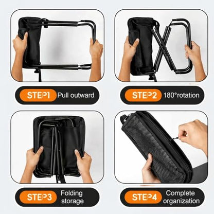 Foldable Stool with Carrying Bag,Compact Folding Chair with Shoulder Strap, Lightweight Outdoor Seat for Fishing, Camping, Hiking, Garden, Beach, Sports Games, Festivals (Black) - color: Black
