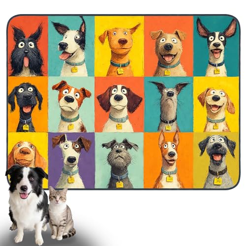 Nuxovilar Pet Food Mat Dog Supplies Vibrant Canine-Portrait Polyester (23.62×17.71 inches) Bowl Water Spill Pad Feeding Essentials for Dining Area, Pet Space, Kitchen - color: LU13720