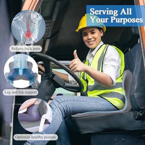 Car Seat Cushion, Memory Foam Driving Cushion with Adjustable Strap, Ergonomic Pad for Car & Semi Truck, Office Chair Cushion for Sciatica & Lower Back Pain Relief, Light Gray - color: Light Gray
