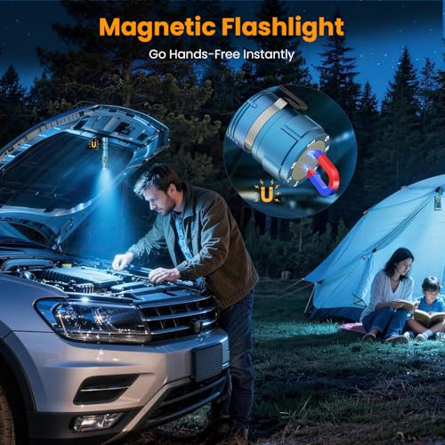 Hoxida Rechargeable Flashlights 2 Pack, 6 Modes Zoomable Powerful Tactical Linternas with LCD Digital Display, Super Bright High Lumens Handheld Magnetic Flashlights for Home Emergencies Camping - color: Blue