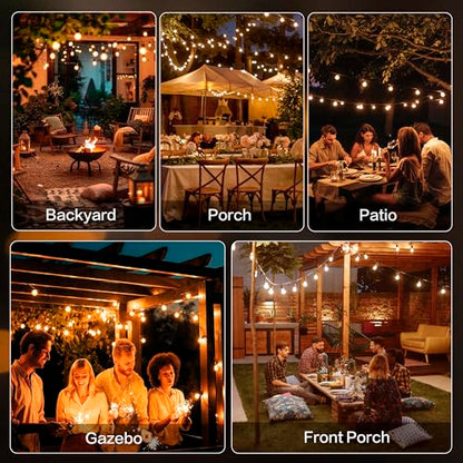 Outdoor String Lights 50FT with 25+2 G40 LED Bulbs, Shatterproof & Waterproof Patio Lights, Connectable Globe String Lights for Backyard Porch Deck Bistro Garden Party - size: 50FT
