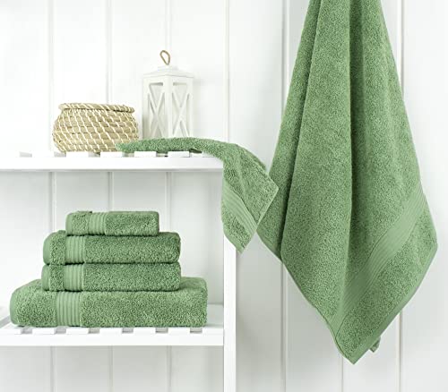Cotton Paradise Towel Set of 6, 2 Bath Towels, 2 Hand Towels and 2 Washcloths Towels for Bathroom Sets, Green - color: Sage Green
