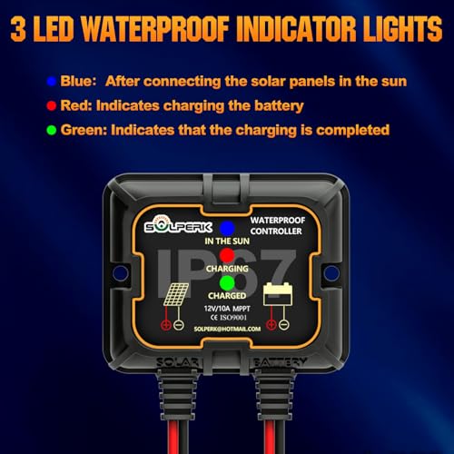 SOLPERK 100W Solar Battery Charger Solar Battery Maintainer + Smart 10A MPPT Charge Controlle, Solar Panel Kit for Car RV Boat Motorcycle，12V Waterproof Solar Panel Charger Trickle Charging - size: 100W MPPT Kit