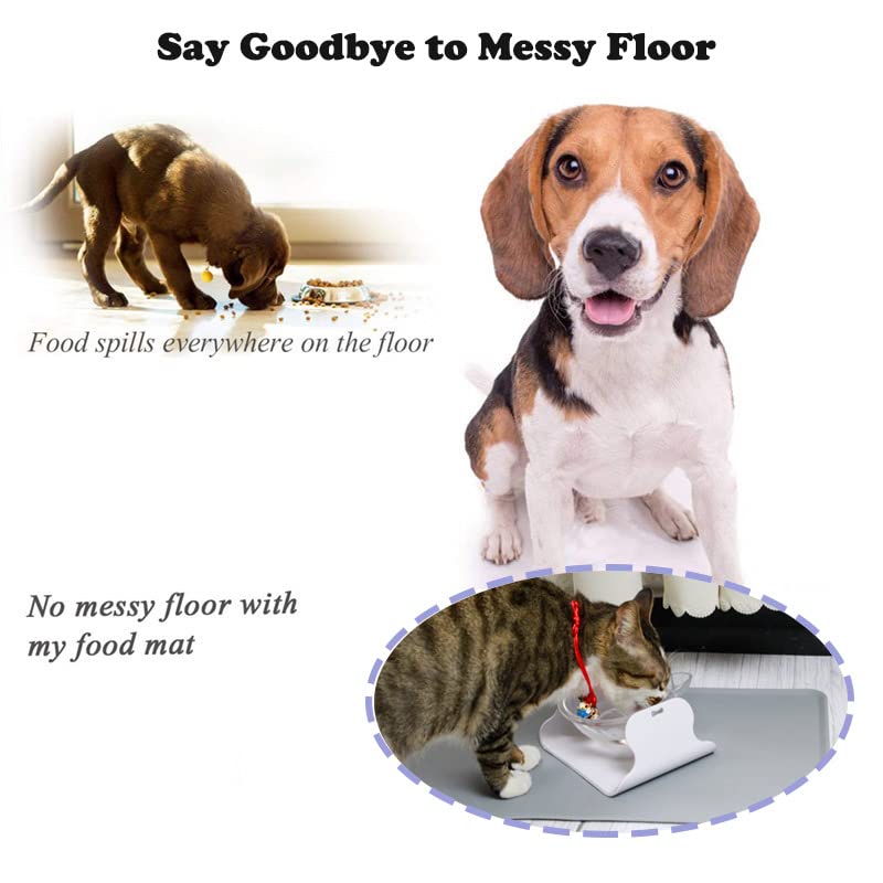Silicone Pet Feeding Food Mat Dog Cat Placemat with Raised Edge, Anti-Slip Waterproof Pet Bowl Mats Pet Food Tray for Cats, Dogs and Small Animals(Blue, Small) - color: Blue, size: 16.1"*12.2"