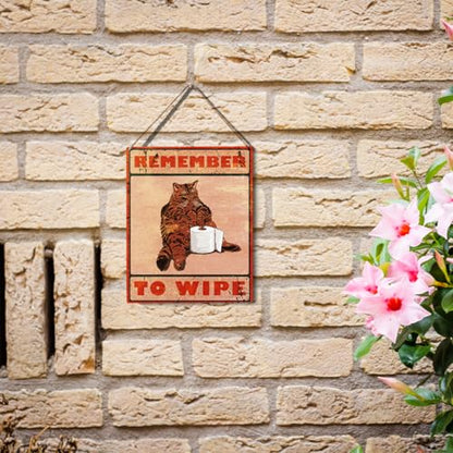 wall-pediments MP 469 Remember To Wipe Tabby Cat Toilet Plaque, 6.7 x 10 Inches Funny Bathroom Decor - color: Generic 9954
