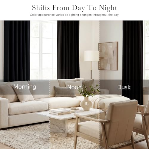 PONY DANCE Black Out Window Curtains - Thermal Blackout Curtain Drapes Set Shades Back Tab & Rod Pocket Panels Privacy Protect for Living Room, 42-inch Wide by 72-inch Long, Black, 2 Pieces - color: Black, size: 42"W x 72"L (Pack of 2)