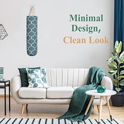 Plastic Bag Holder, Washable Grocery Bag Holder for Plastic Bags, Durable Plastic Bag Storage Dispenser with Hanging Loop, Wall Mount Trash Bag Dispenser for Home Kitchen Cabinet (Dark Green) - color: Green