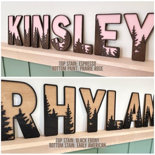 Name Sign For Nursery, Boho Nursery Sign, Family Name Signs, 3D Wall Art for Children & Kids Rooms, Baby Shower, First birthday gift (Woodland)