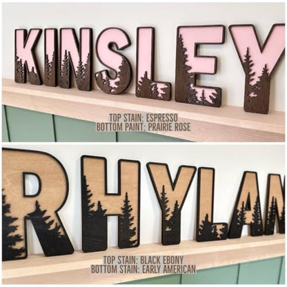 Name Sign For Nursery, Boho Nursery Sign, Family Name Signs, 3D Wall Art for Children & Kids Rooms, Baby Shower, First birthday gift (Woodland)