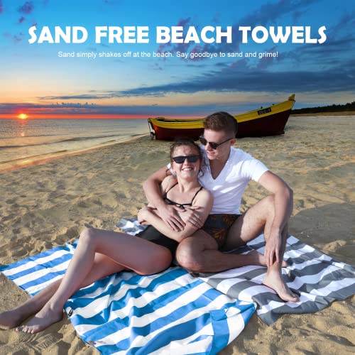Your Choice Microfiber Beach Towel, Sand-Free Quick Dry Travel Towel, Oversized Compact Lightweight Recycled Towel for Pool Camping(67"x35"/60"x30") - color: A-gray Stripes, size: Large(60x30")