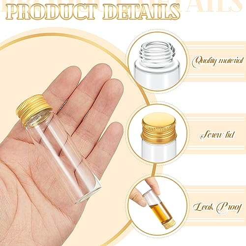 Didaey 100 Pcs Small Clear Vials Spice Mini Jars with Lids Mini Glass Bottles with Screw Aluminum Metal Caps Tiny Jars Sample Containers for Powder Cream Cosmetic Jewelry Wedding (15 ml,Gold Caps) - color: Gold Caps, size: 15 ml