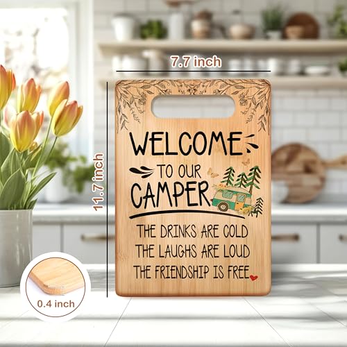 Camping Welcome Cutting Chopping Board, Gifts for Camping Lovers Campers, Welcome to Our Camper Bamboo Cutting Boards for Kitchen - color: Camping B