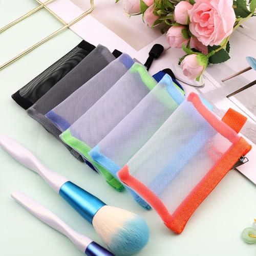 6 Pack Mini Mesh Pouch with Zipper, 3 x 4.5 Inch Small Mesh Bags Portable Nylon Zipper Pouch, Travel Organizer for Cosmetic Toiletries Lipstick Coin Card Key Holder, 6 Colors