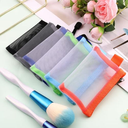 6 Pack Mini Mesh Pouch with Zipper, 3 x 4.5 Inch Small Mesh Bags Portable Nylon Zipper Pouch, Travel Organizer for Cosmetic Toiletries Lipstick Coin Card Key Holder, 6 Colors