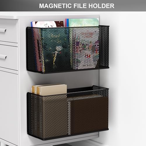 Magnetic Baskets Shelf Bins Organizer Holder Storage Rack Containers for Fridge, Whiteboard, Locker - Home Kitchen Laundry Office School ((1-Pack) Black/XL) - style: (1-Pack) Black/XL