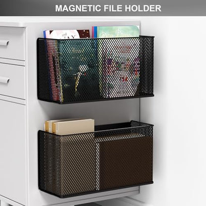 Magnetic Baskets Shelf Bins Organizer Holder Storage Rack Containers for Fridge, Whiteboard, Locker - Home Kitchen Laundry Office School ((1-Pack) Black/XL) - style: (1-Pack) Black/XL
