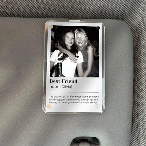 IZI POD Custom Best Friend Photo Car Visor Clip, Personalized Photo Car Accessories for Rear View Mirror Hanger, Galentine's Day Friendship Keepsake, Gift for Friends, Bestie, Sister - color: Car Accessories
