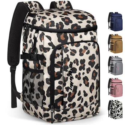 Capolo 36/45 Cans Cooler Backpack Insulated Waterproof for Women Men Lunch Backpack Coolers Leak Proof Soft Cooler Bags - color: Leopard, size: 36 Cans