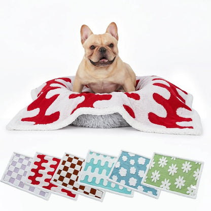 Waterproof Pet Blanket,Dog Bed Covers Couch Sofa Stylish Jacquard Pets Throw Blankets for Puppy Cats Washable Reversible Furniture Protection Covers (Red Wave,XL) - color: Red Wave, size: XL-145*216cm(57*85in)