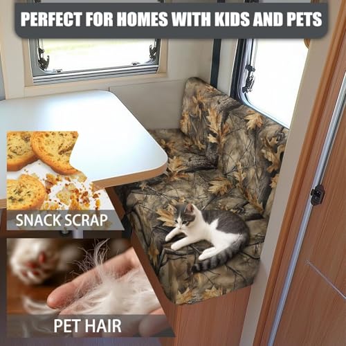 Camo Hunting Wood RV Dinette Cushion Covers 2 PCS Camper Cushion Slipcovers Soft Sofa Cushion Covers Include 1 Bench Cover 1 Backrest Cover Black RV Interior Accessories - color: Camo Hunting Wood