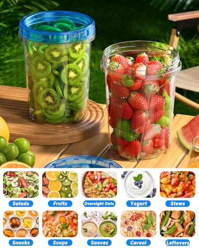BiuLeon 6 Pack-33oz Freezer Storage Containers, Plastic Food Storage Containers with Twist Top Lids, BPA Free and Reusable Soup Containers with Lid, Microwave and Dishwasher Safe - color: 6Pack-33oz