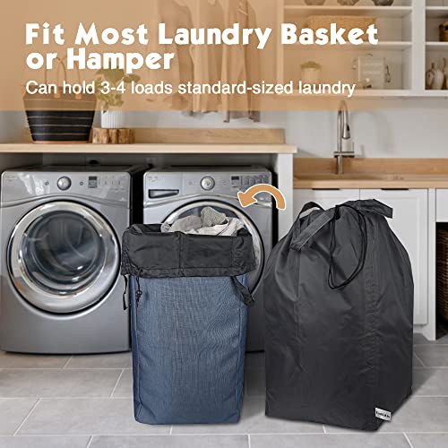 Washable Travel Laundry Bag with Handles and Drawstring (2 Pack), Heavy Duty Large Enough to Hold 3 Loads of Laundry, Fit a Laundry Basket or Clothes Hamper, 27.5x34.5 in,Black - color: Black (2 Pack)