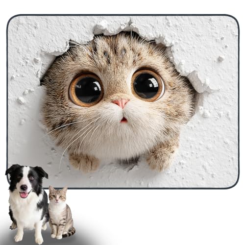 Nuxovilar Pet Food Mat Dog Supplies Feline-Themed Adorable Polyester (23.62×17.71 inches) Bowl Water Spill Pad Feeding Essentials for Home, Feeding Spot, Pet Corner - color: HC00141