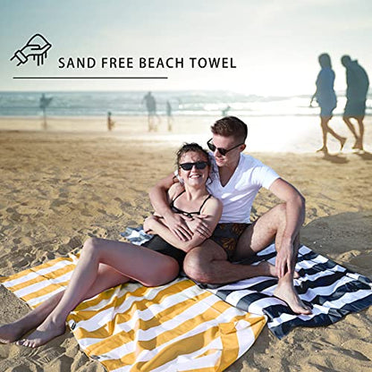 Your Choice Microfiber Beach Towel, Sand-Free Quick Dry Travel Towel, Oversized Compact Lightweight Recycled Towel for Pool Camping(67"x35"/60"x30") - color: Z-black Stripes, size: Extra Large(67x35")