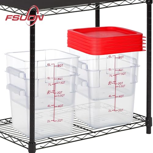 4 Pack Clear Food Storage Containers with Lids and Handles Polycarbonate Square Commercial Food Containers, NSF (6Qt) - color: 6Qt