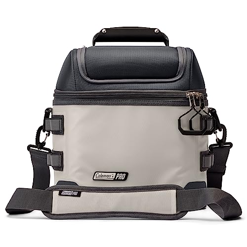 Coleman Pro 16-Can Premium Soft Cooler Lunchbox, Fully Insulated Lid & Body Stays Cold up to 30 Hours, Great for Camping, Tailgating, Parties, Sports, Concerts, Lunches & More - color: Mushroom, style: 16-Can