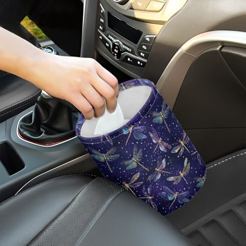Renewold Car Trash Can Blue Dragonfly Stylish Car Organizer Storage Bag for The Back/Front/Console of Any Cars, Sedans,SUVs,Vans & Trucks, Trash Bin Automotive Garbage Cans Foldable - color: Blue Dragonfly Stylish