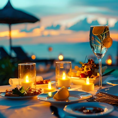 Esup Rechargeable Tea Lights Rechargeable Candles Flameless Flickering Candles Tealights 12pcs/Set with Black Charging Base, Decoration Parties, Weddings, Bar, Family, Dinner Outdoor Picnic ﻿