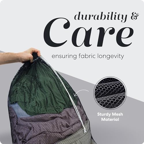 Handy Laundry Mesh XL Laundry Bag - Durable, Machine Washable with Secure Drawstring Closure - Perfect for College Dorms, Laundromats, Apartments (Black, Large 24" x 36") - color: Black