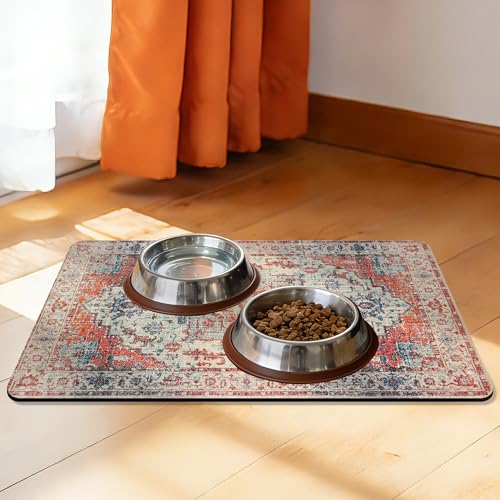 Cat Food Mat Pet Feeding Mats Dog Bowls Mat Cat Water Mat 12x20 Inch Boho5 - color: Bohemia Style 05