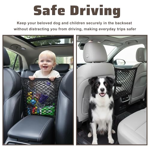 Dog Car Net Barrier Stretchable Mesh Dog Car Barrier For Suv Easy Install Elastic Cars Divider For Dogs with Storage Mesh Safer Driving Separates Pets From Passengers For Safely Cars Suvs Vans