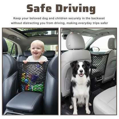 Dog Car Net Barrier Stretchable Mesh Dog Car Barrier For Suv Easy Install Elastic Cars Divider For Dogs with Storage Mesh Safer Driving Separates Pets From Passengers For Safely Cars Suvs Vans