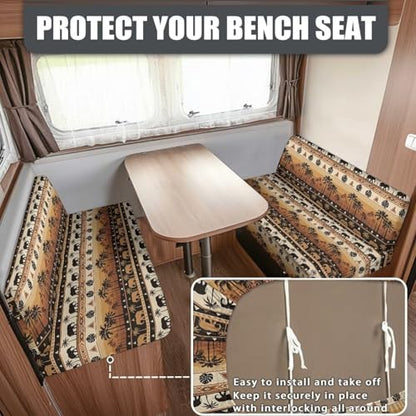 Ethnic RV Dinette Cushion Covers Stretch African Elephant Palm Tree RV Booth Seat Covers Camper Couch Covers for Sofa Bed Including 1 Backrest & 1 Bench Cover - color: African Elephant Palm Tree