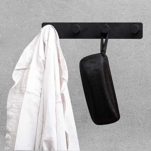 Small Coat Rack Wall Mounted, Black Coat Hooks Adhesive & Screw in, Stainless Steel Wall Hooks for Hanging Hat Towels Clothes, Metal Hook Rail with 4 Round Hangers - color: Black, size: 4 Hooks