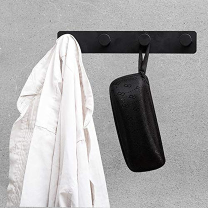 Small Coat Rack Wall Mounted, Black Coat Hooks Adhesive & Screw in, Stainless Steel Wall Hooks for Hanging Hat Towels Clothes, Metal Hook Rail with 4 Round Hangers - color: Black, size: 4 Hooks