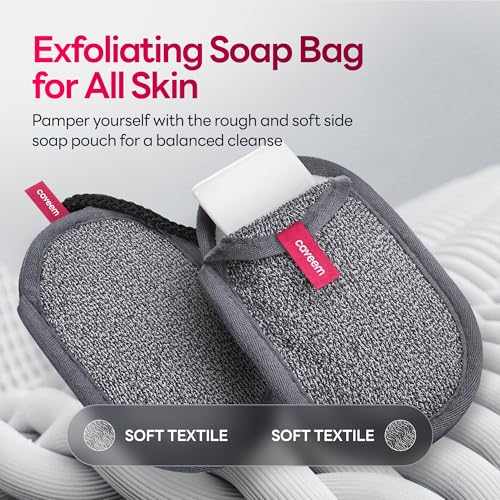 CAVEEM 2 Pack Dual-Sided Softness Exfoliation Soap Pouch, Soap Saver Bag for Bar Soap, Soap Mesh Pocket Bar Holder for Washing Body, Soap Sack Sponge Bag for Shower Bath - style: Softness Exfoliation