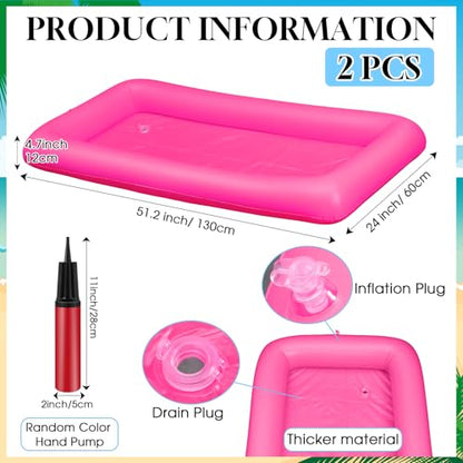 Leitee 5 Pcs Inflatable Serving Bar Kit Includes Salad Buffet Tray with Drain Plug Mesh Food Cover Food Drink Containers and Inflator for Ice Supplies Summer Party Camping Picnic(Pink) - color: Pink