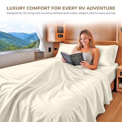 SGI bedding 100% Egyptian Cotton Sheets RV King Size – 600 Thread Count Sheets Set, Soft, Cooling, 15" Deep Pocket, Luxury Hotel Bedding, Breathable, Durable - Butter - color: 05 - Ivory, size: RV King