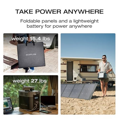 EF ECOFLOW Solar Generator Delta 2 with 220W Solar Panel, 1024Wh LFP(LiFePO4) Battery, 1800W AC/100W USB-C Output, Fast Charging Portable Power Station for Home Backup Power, Camping & RVs - style: DELTA 2+220W